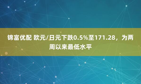 锦富优配 欧元/日元下跌0.5%至171.28，为两周以来最低水平